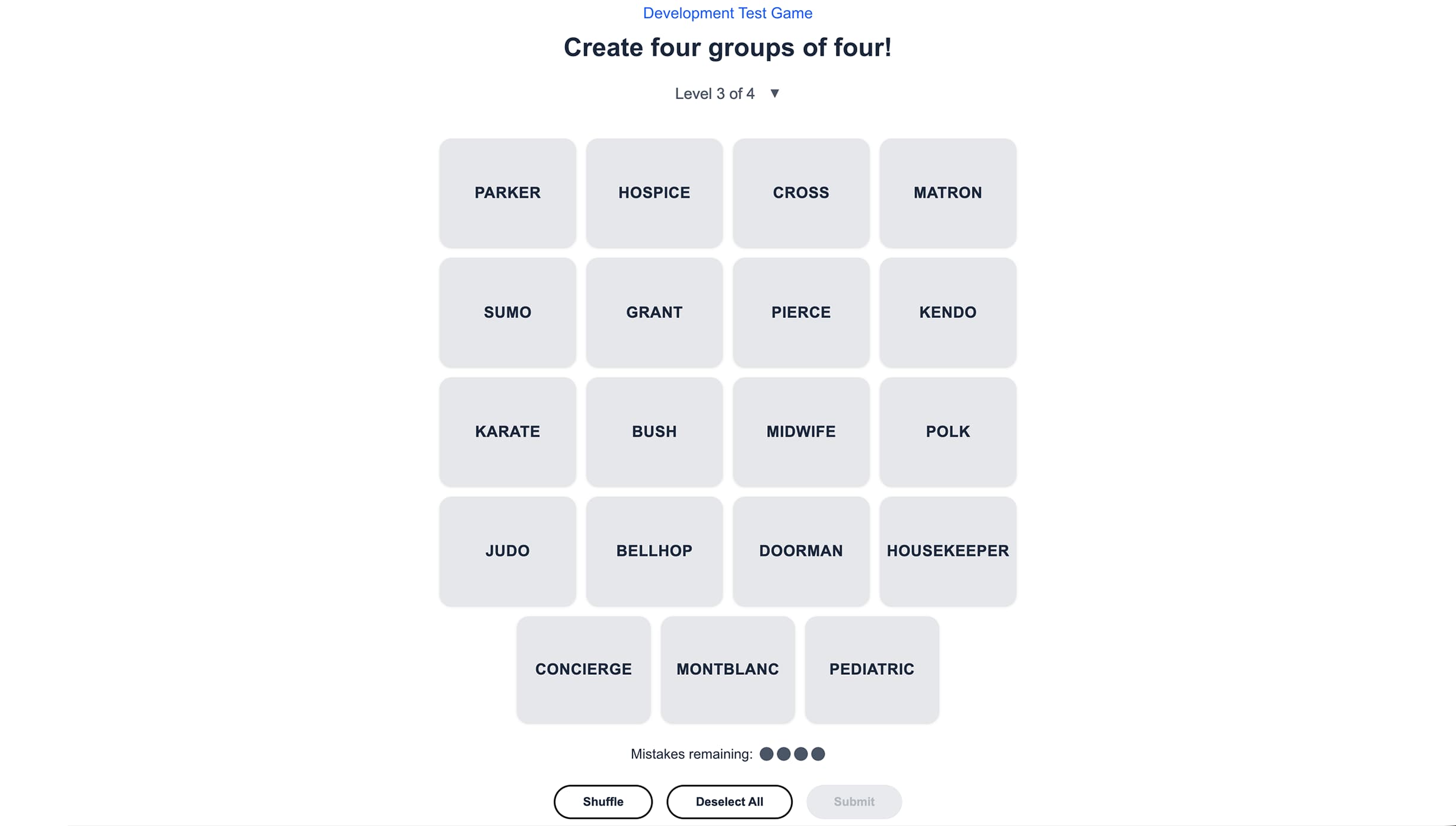 Connections Plus game interface